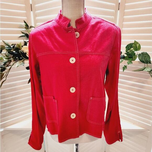 VINTAGE PENDELTON RED LINEN BUTTON DOWN JACKET WITH POCKETS SIZE MED - Picture 1 of 7